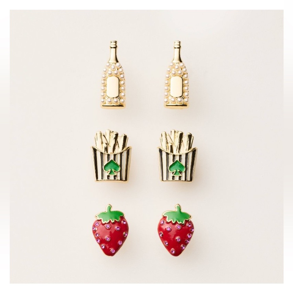 Mixed Novelty Stud Earrings 3pk - kate spade new york x Target Red/Green/Gold